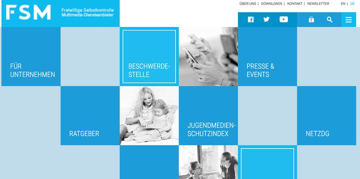 ドイツのマルチメディア自主規制機関「FSM」のウェブサイト