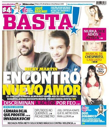 Pablo Alborán y Ricky Martin, en la portada de la revista Basta. (26 de febrero de 2014)