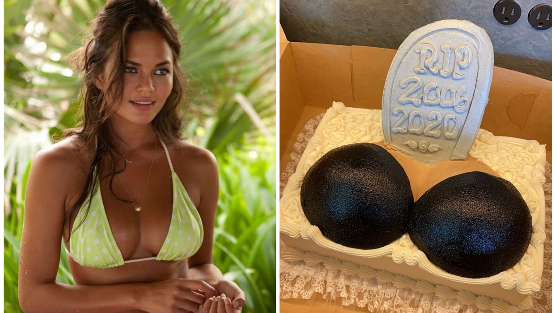 Chrissy Teigen Fete Sa Reduction Mammaire Avec Le Gateau Le Plus Drole Huffpost Null