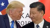 FILE - In this June 29, 2019, file photo, President Donald Trump, left, meets with Chinese President Xi Jinping during a meeting on the sidelines of the G-20 summit in Osaka, Japan. China has announced it will raise tariffs on $75 billion of U.S. products in retaliation for President Donald Trump's planned Sept. 1 duty increase in a war over trade and technology policy. (AP Photo/Susan Walsh, File)