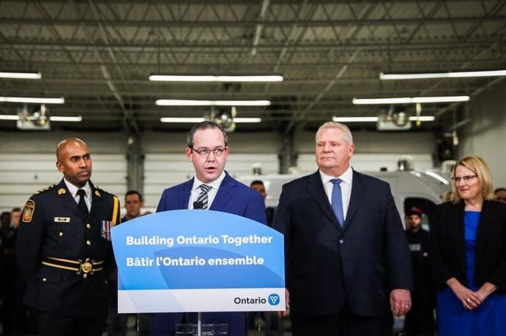 Attorney General Doug Downey makes an announcement with Premier Doug Ford in a photo posted to Facebook Jan. 24, 2020.