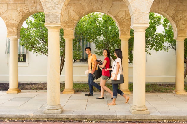Students walking on campus