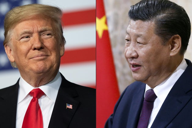 Recent portraits of China's President Xi Jinping (R) and US President Donald
