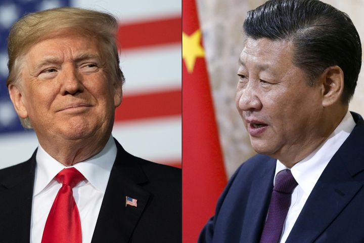 Recent portraits of China's President Xi Jinping (R) and US President Donald Trump.