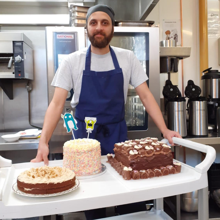 Chef Ben Limb with some of the food he has prepared for rough sleepers currently staying at the YHA Manchester Hostel