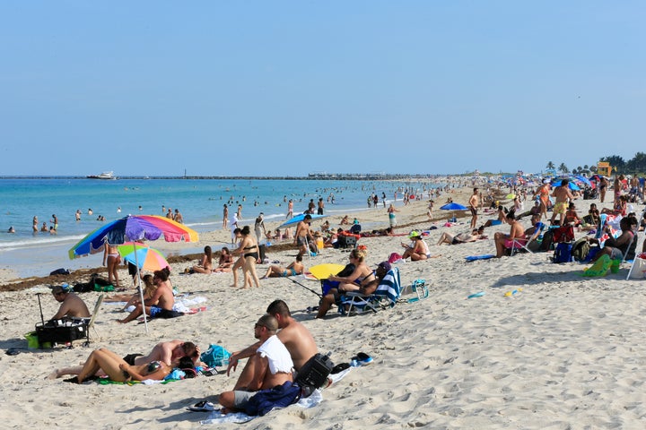 Beachgoers at the opening of South Beach in Miami Beach, Florida, on June 10. Public health experts are concerned that the state could be the next major hotspot for the virus.