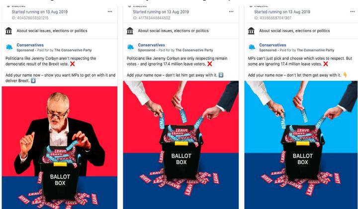 Tory Facebook ads run during summer 2019