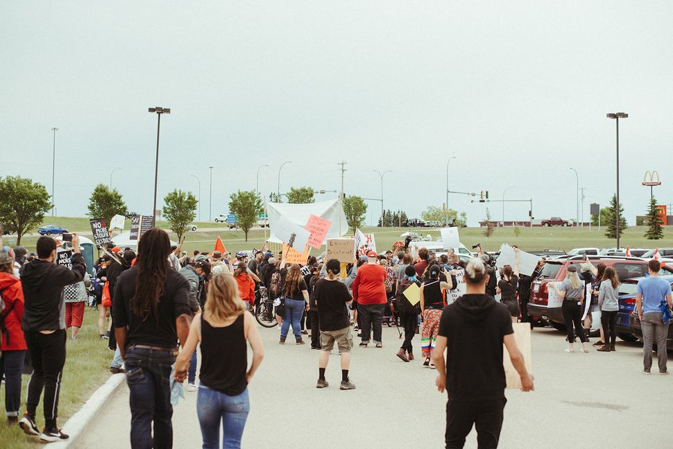 Hundreds attended a Black Lives Matter event in Innisfail on June 13, 2020. 