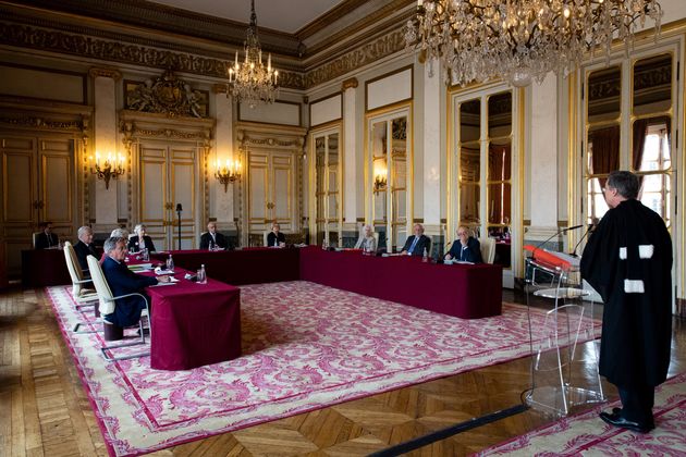 Les membres du Conseil constitutionnel à Paris, réunis ici le 12 mai
