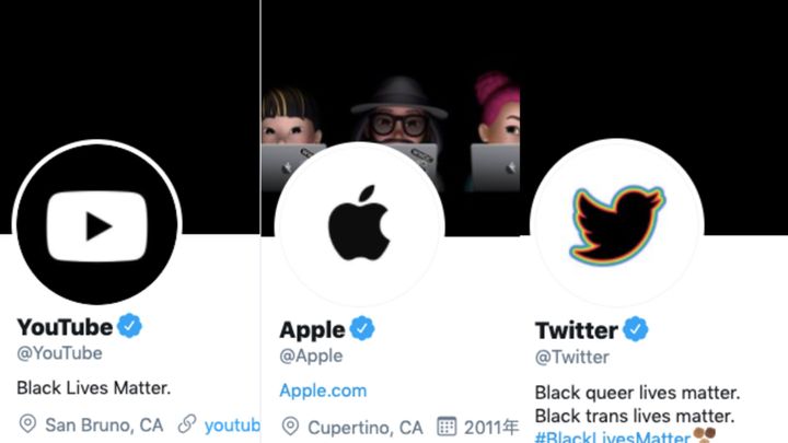 “Black Lives Matter”を受けて、多くの企業がTwitterアカウントのプロフィール画面をブラックトーンにした