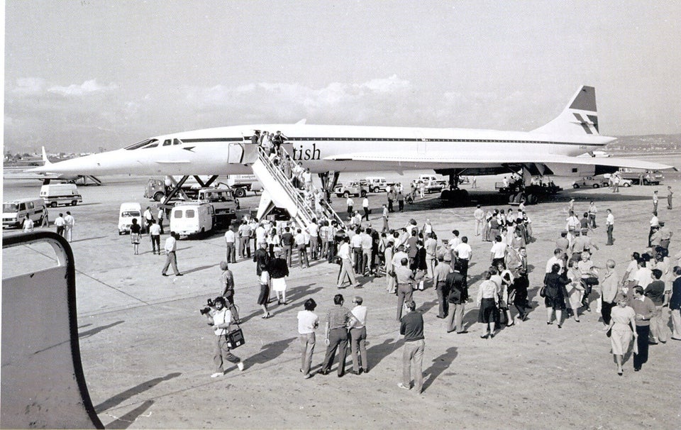 The view from the terminal building as Concorde touches down on the island.
