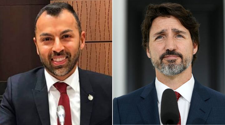 MP Marwan Tabbara and Prime Minister Justin Trudeau are shown in a composite image of photos from Tabbara's Facebook page and The Canadian Press.
