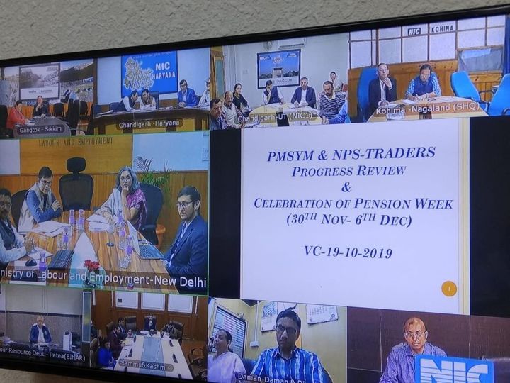 Video Conference of Secretary, Labour and Employment Dept, GOI with state governments regarding Progress Review of PMSYM and NPS Trader's.