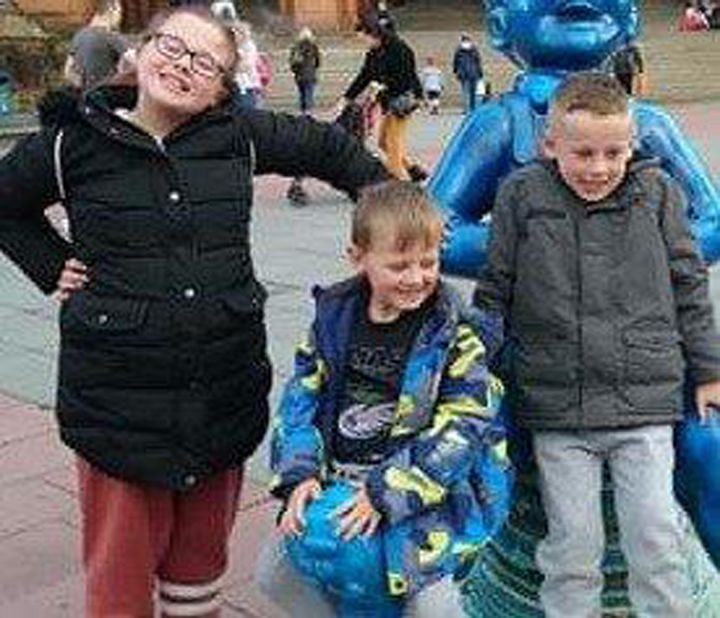 Photo issued by Police Scotland of Fiona Gibson (12), Alexander James Gibson (8) and Philip Gibson (5) who died in hospital after a fire at an upper cottage flat in Renfrewshire.