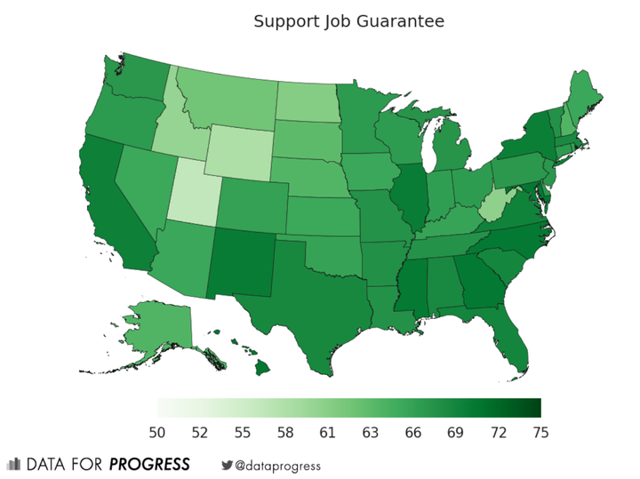 A chart from the think tank Data for Progress shows widespread support for a job guarantee. 