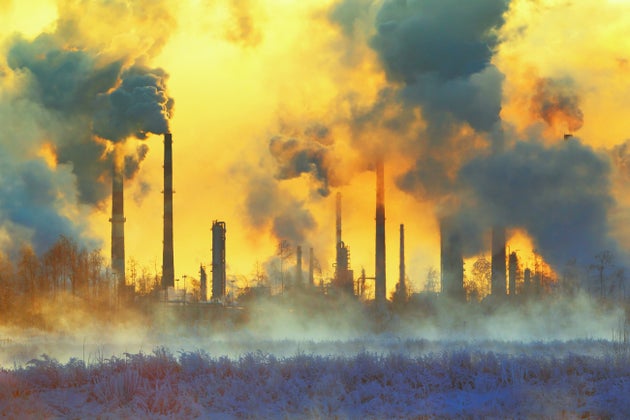 Smoking pipes and smog of an industrial zone