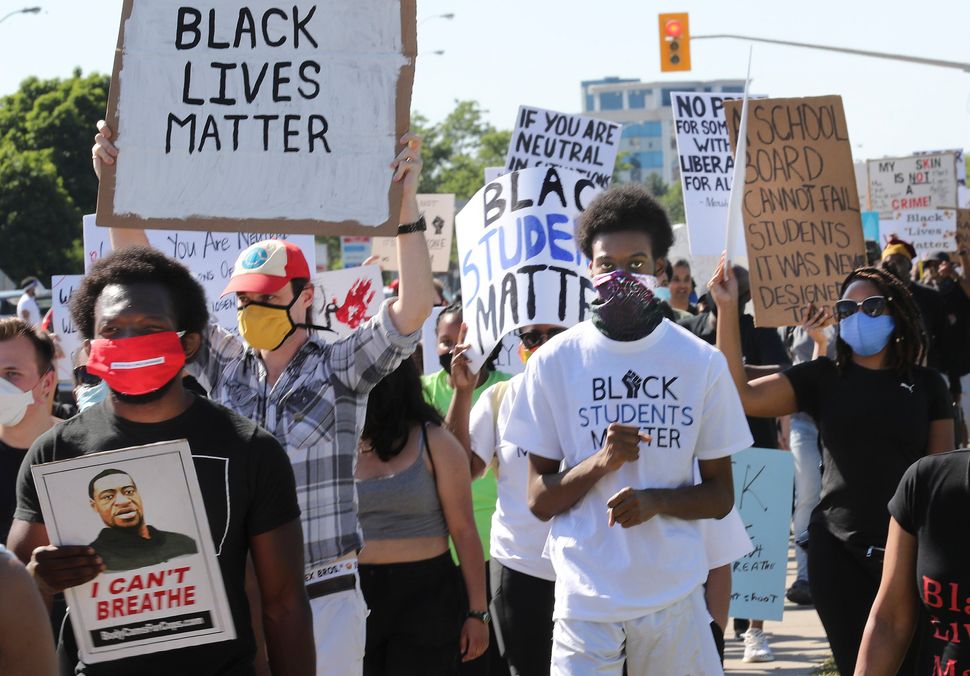 Students take part in the student-led March for Justice against racism on June 17, 2020.