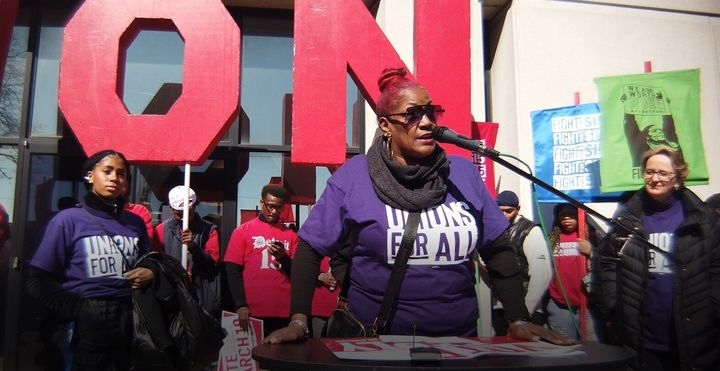 Trece Andrews, pictured here, is a union steward with&nbsp;SEIU Healthcare Michigan. Two residents of the nursing home where 