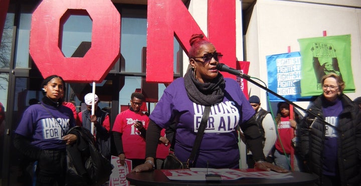 Trece Andrews, pictured here, is a union steward with SEIU Healthcare Michigan. Two residents of the nursing home where