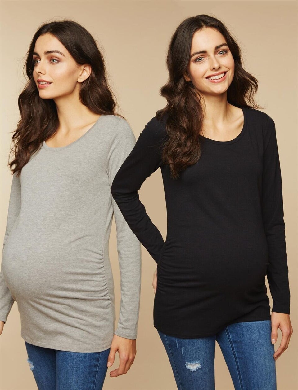 BumpStart Maternity Tee (2 Pack)- Black/Grey - Motherhood