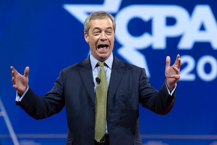 Brexit Party leader and former European Parliament member Nigel Farage speaks at the Conservative Political Action Conference in Oxon Hill, Maryland, on Feb. 28. The British politician has been given a waiver to enter the U.S. for Donald Trump's reelection campaign rally in Tulsa, Oklahoma.