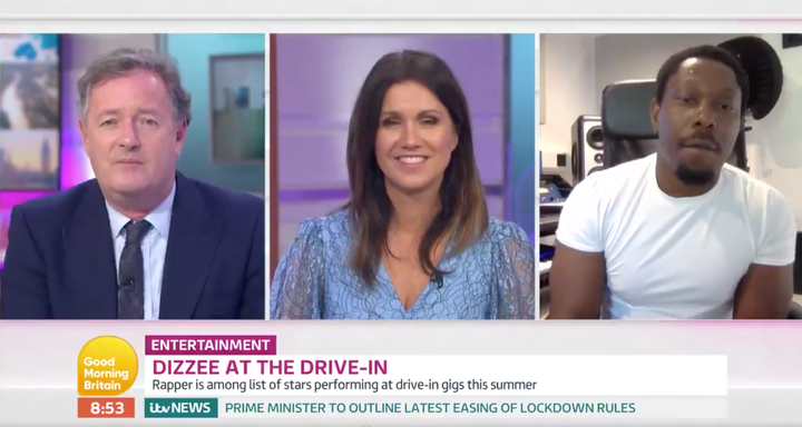 Piers, Susanna and Dizzee Rascal on Good Morning Britain