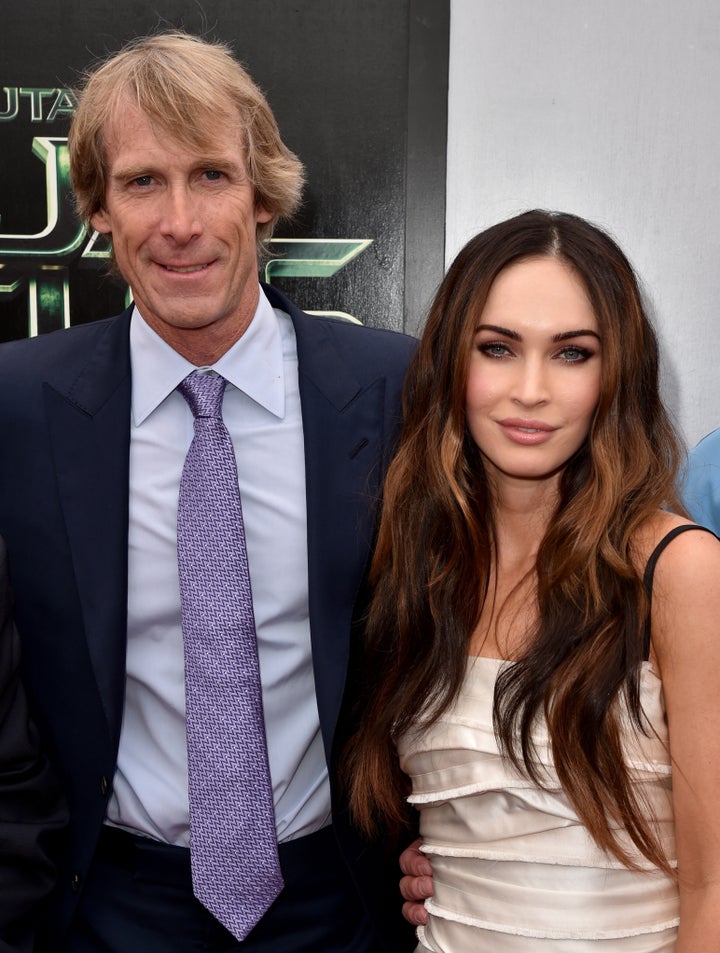 Michael Bay and Megan Fox attend the premiere of "Teenage Mutant Ninja Turtles" in 2014. 