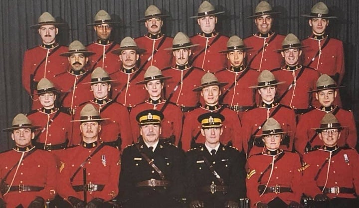 A group photo of the writer's troop in training at RCMP Depot Division in Regina.