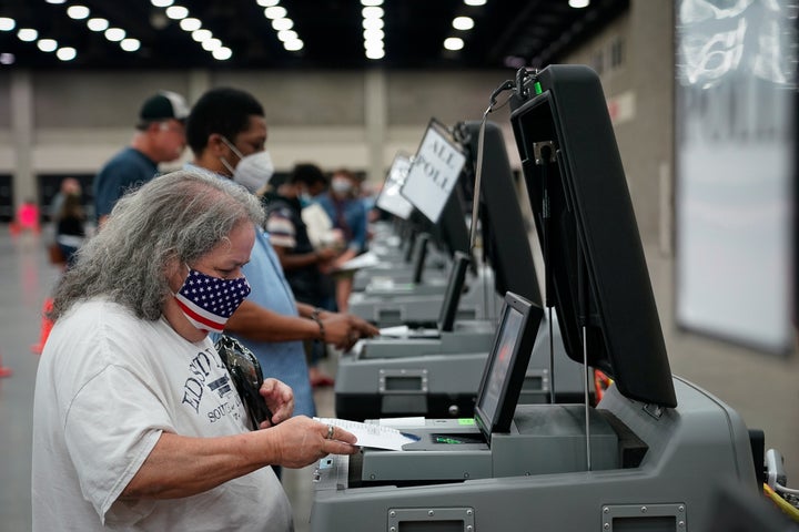 A voter casts her ballot in Louisville, Kentucky, on Tuesday. 