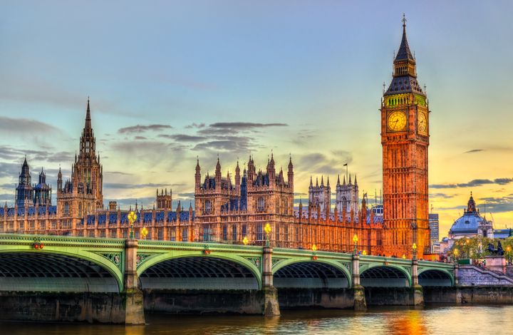 The Palace of Westminster and Westminster Bridge in London, UNESCO world heritage in England