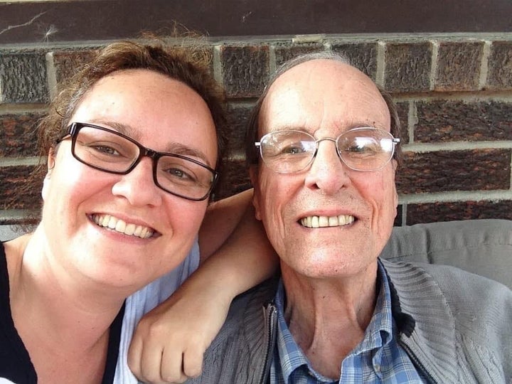 Cathy Parkes poses with her father Paul Parkes, who died with COVID-19 at Orchard Villa long-term care on April 15, in an undated photo.