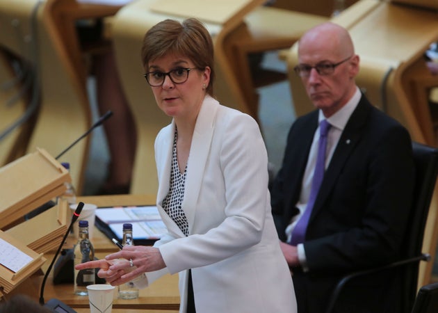 First Minister Nicola Sturgeon delivering a statement on Covid-19 at the Scottish Parliament, Edinburgh.