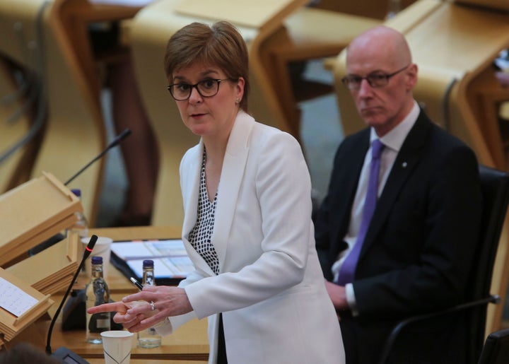 First Minister Nicola Sturgeon delivering a statement on Covid-19 at the Scottish Parliament, Edinburgh.