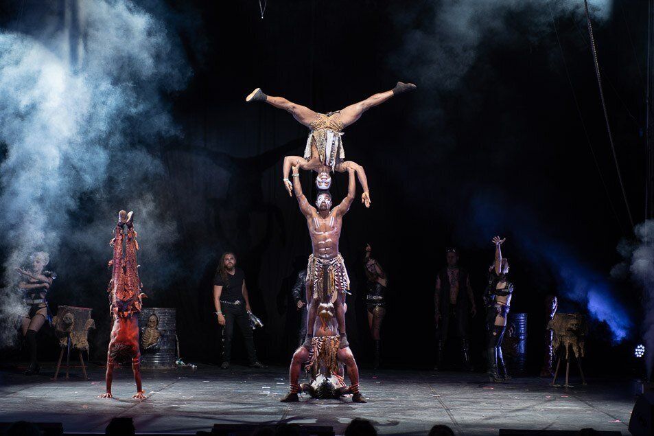 One of the performances from the Theatre & Circus fields at Glastonbury