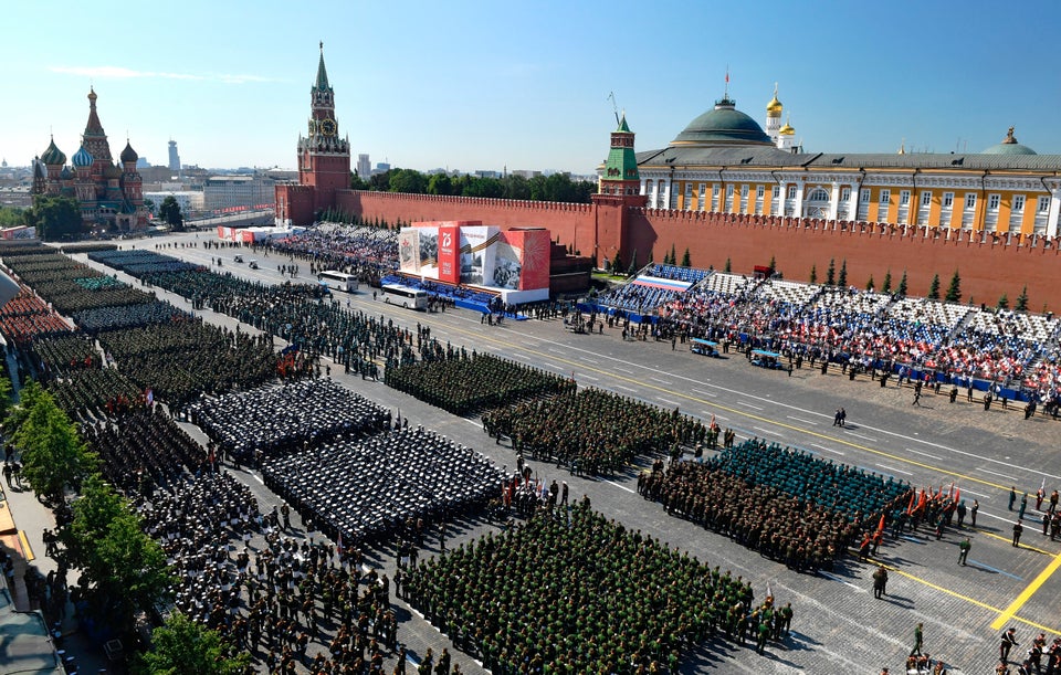 Parade formations are seen ahead of the military parade marking the 75th anniversary of the Nazi defeat...