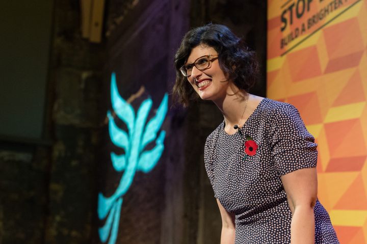 Liberal Democrats Shadow Education Secretary Layla Moran addresses supporters during Rally for the Future at Battersea Arts Centre on 09 November, 2019 in London, England. The Liberal Democrats set out vision to stop Brexit and announce plans to introduce free childcare from 9 months old as the party campaigns for the General Election 2019. (Photo by WIktor Szymanowicz/NurPhoto via Getty Images)