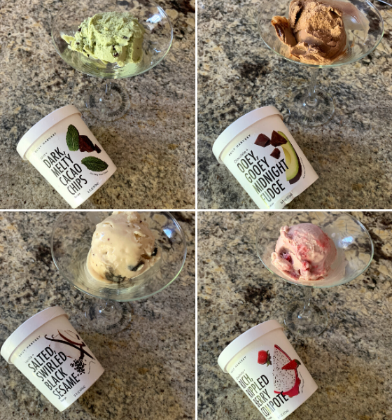 <a href="https://go.skimresources.com?id=38395X987171&xs=1&url=https%3A%2F%2Fwww.daily-harvest.com%2Fbrowse%2Fscoops%2Fchocolate-ooey-gooey-midnight-fudge%3Futm_source%3Dsponsored_content%26utm_medium%3Dcpc%26utm_campaign%3Dhuffpost%26utm_content%3Dhuffpost%26utm_term%3Deditorial2%26coupon_code%3Dhuffpost" target="_blank" rel="noopener noreferrer">Chocolate + Ooey, Gooey Midnight Fudge</a> (pictured top right) is a particularly good ice cream alternative. It’s made with avocado, cacao swirls and sprinkles of Himalayan sea salt that make this dessert rich, fudgy and decadent.