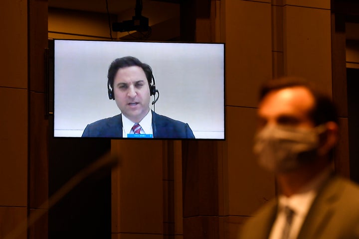 Aaron Zelinsky, a Justice Department prosecutor who was part of special counsel Robert Mueller's team and worked on the case against Roger Stone, testifies remotely Wednesday at a House Judiciary Committee hearing.