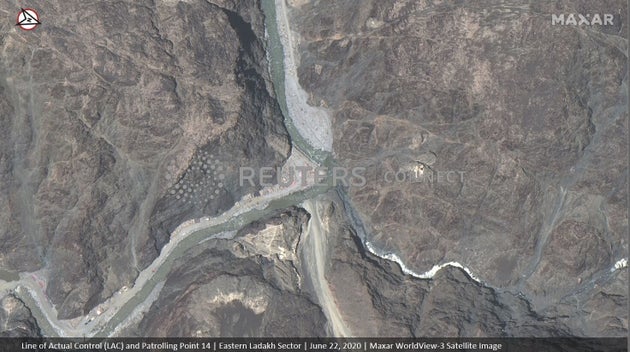 Maxar WorldView-3 satellite image shows area near the Line of Actual Control (LAC) and Patrolling Point...