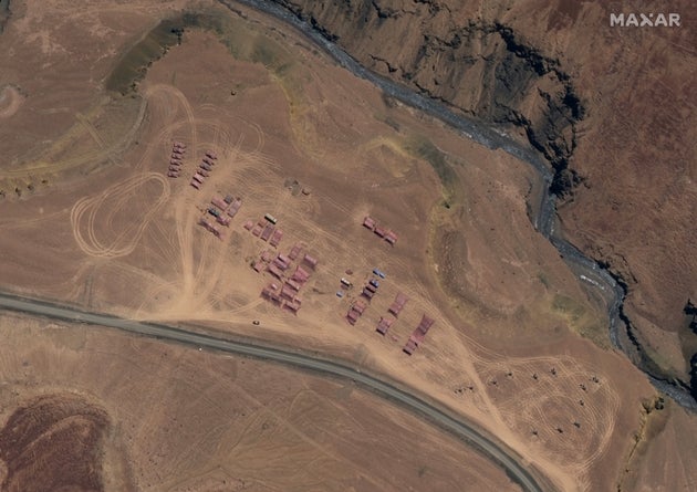 Maxar WorldView-3 satellite image shows the PLA (China's People's Liberation Army) tank company and artillery...