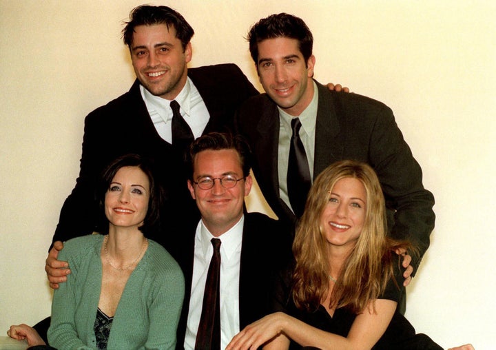 The cast of Friends (from left to right) Matt Le Blanc, David Schwimmer, Courteney Cox, Matthew Perry and Jennifer Aniston.