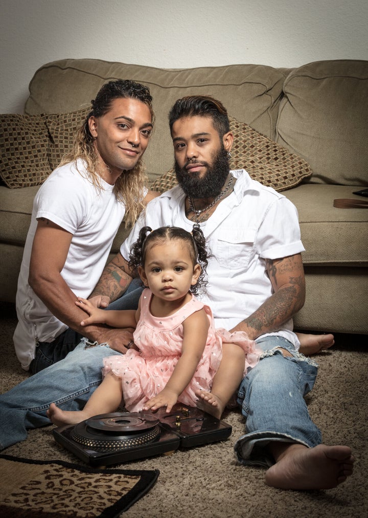Jonah and Deejay with their daughter, Anuhea, in Las Vegas. <br><br>"Jonah says, 'I feel like people should know we're no different than anybody else. We work 9-5. We come home. We have our family time. We made a child. I'm not different than any Tom, Dick and Harry who has kids. We might not be what you picture with the white picket fence. but this is my white picket fence,'" Proud said.