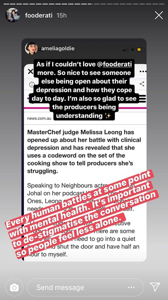'MasterChef Australia: Back To Win' judge Melissa Leong shared this on her Instagram story. 