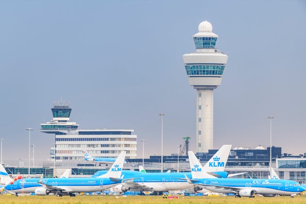 SCHIPHOL, NETHERLANDS - JUNE 18: KLM (Koninklijke Luchtvaart Maatschappij - Royal Dutch Airlines) airplanes parked on the tarmac of Schiphol Airport  on June 18 near Amsterdam,Netherlands.  After the COVID-19 crisis KLM is starting their services again, despite an ongoing discussion about safety in airplanes concerning the spread of the coronavirus. KLM is also the subject of criticism because of the government support it received and tha bonus rewards for the Air France - KLM managing board and the impact of flying on the environment in general (Photo by Sjoerd van der Wal/Getty Images)