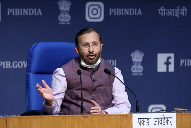 Minister of Environment, Forest and Climate Change, Prakash Javadekar addresses media after a cabinet...