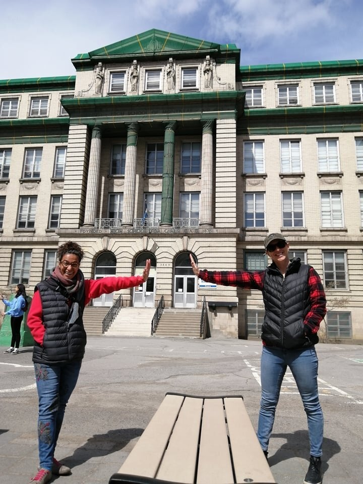 Students socially distancing at F.A.C.E. School in Montreal.