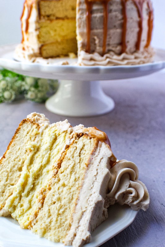 Caramel Cheesecake Layer Cake from The Pink Owl Kitchen