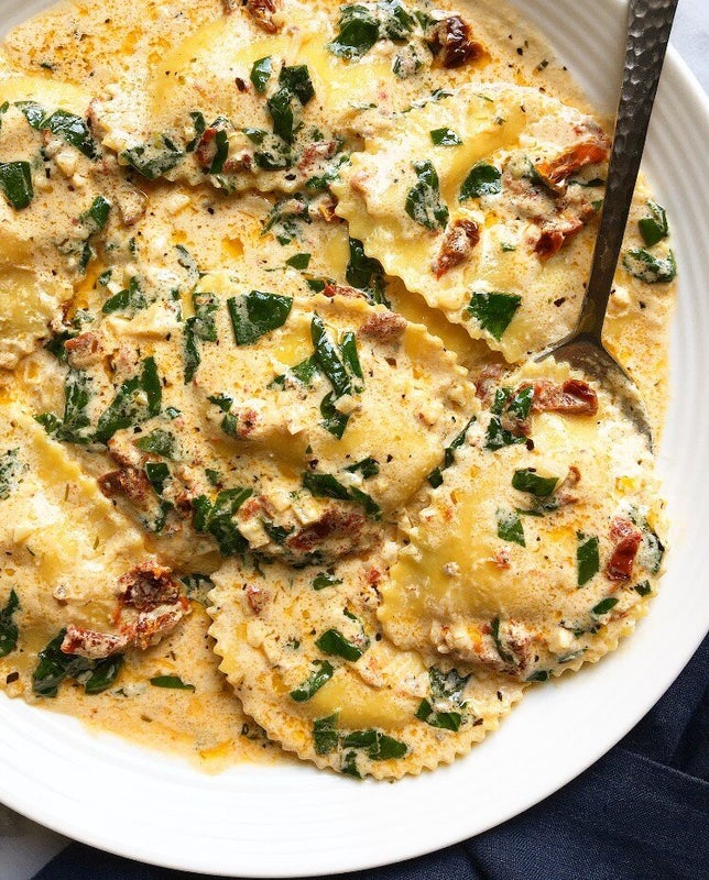 Creamy Sun-Dried Tomato and Spinach Ravioli from Supper With Michelle