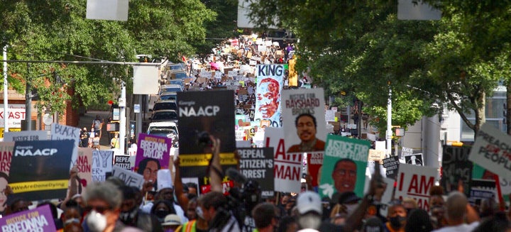 Demonstrators march to the Georgia state Capitol in Atlanta on June 15. Helping to organize protests can translate as a job skill.