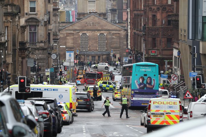 The scene in West George Street, Glasgow.
